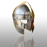 Medieval Viking Wolf Valsgärde Helmet Steel Metal Sca Larp Knight Role Play Helmet with Brass Accents